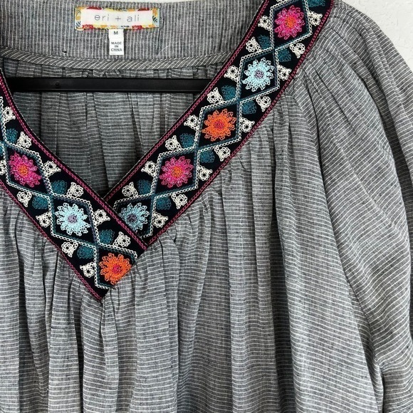 Eri + Ali by Anthropologie Kaleidoscope Striped Swing Blouse Size Medium - Picture 4 of 8